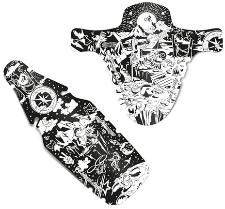 Riesel Design® Set aus 1x schmutz:Fink & 1x Dreck:Spatz Schutzblech Kinderfahrrad ab 16 Zoll/Spritzschutz für Kinder Fahrrad oder Mountainbike/Mudguard für Jungen & Mädchen (Adventure)