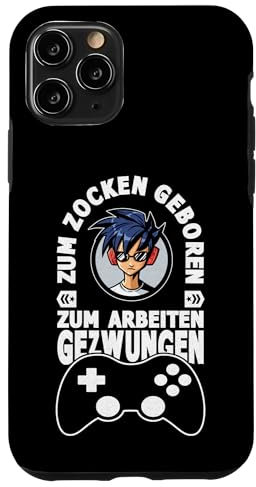 Hülle für iPhone 11 Pro Gamer PC Outfit Zum Zocken geboren zum Arbeiten gezwungen