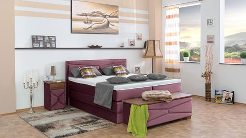 Boxspringbett Dion 240x220, VS-Flieder, 7-Zohnen Taschenfederkernmatratze, Ergoflex - Inklusive Aufbau - Deutscher Hersteller