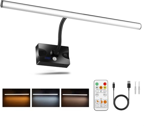 phonar Kabellose Bilderleuchte mit Fernbedienung, Bilderlampe mit Fernbedienung, 16 Zoll Wiederaufladbare Dart beleuchtung Malleuchte mit 3 Beleuchtungsmodi zum Malen Art, Vollmetall