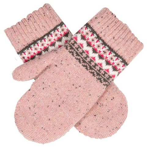 Dents Womens Fair Isle Wool Blend Knitted Mittens - Rose Pink