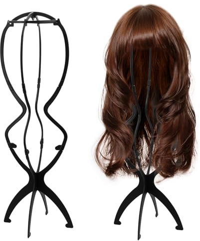 2 Stück 50cm Perückenständer Für Langes Haar, Perückenhalter Zerlegbare Perrückenkopfhalter, Anpassbare Höhe Einstellbar Plastik Faltbar Wig Stand Tragbare PerückenstäNder zum Ausstellen, Trocknen
