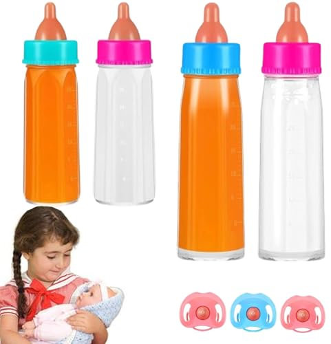 Milk Bottle Pretend Play, Set Of 7 Baby Dolls Magic Milk Bottle, Magic Milk Bottle, New Born Doll Feeding Set Accessories , Childrens Baby Doll Magic Feeding Bottles, Milk Juice Bottles