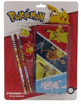 CYPBRANDS Pokémon, Schreibwarenset, dreifaches Federmäppchen, Bleistifte, Radiergummi, Anspitzer, mehrfarbig, offizielles Produkt