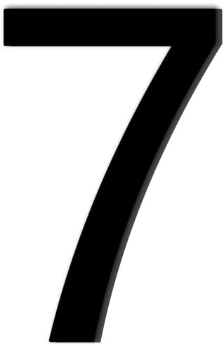 Hausnummer Klebend Nr.7,Höhe 9,5 cm,Ziffer zum Aufkleben aus Acryl,Hausschild für Draußen,Hausnummern,für Außen,Briefkasten,Tür,Wetterfest,Ziffern zum Aufkleben,Matt Schwarz