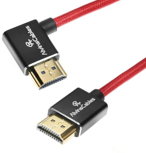 Alvin's Cables Cable HDMI 2.1 8K para monitor Atomos Ninja V para Sony FS5 FS7 BMPCC para cámara Canon C300 C500, 8K@60Hz 4K@120Hz 48Gbps Cable en espiral trenzado de alta velocidad rojo