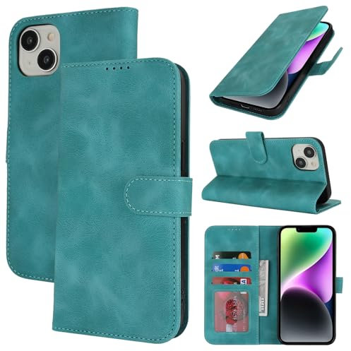 Zouzt Case for iPhone 13 Mini (5.4 Inch), Premium PU Leather Wallet Case with Credit Card Holder Slot Flip Folio Kickstand Shockproof Protective Phone Cover (Vintage Mint Green)