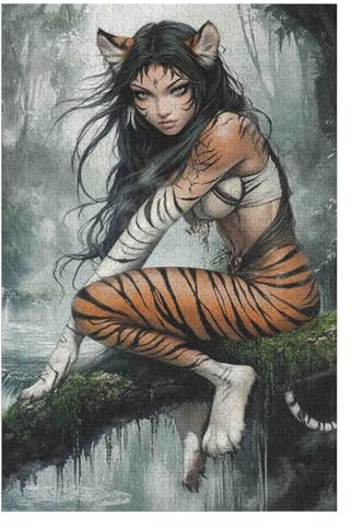 1500 Piece Jigsaw Puzzles for Adults,Tiger Woman,DIY Toys Relax Puzzles Games Impossible Puzzles Games Gift Multi Colour Educational Games 1500pcs(57 * 87cm)