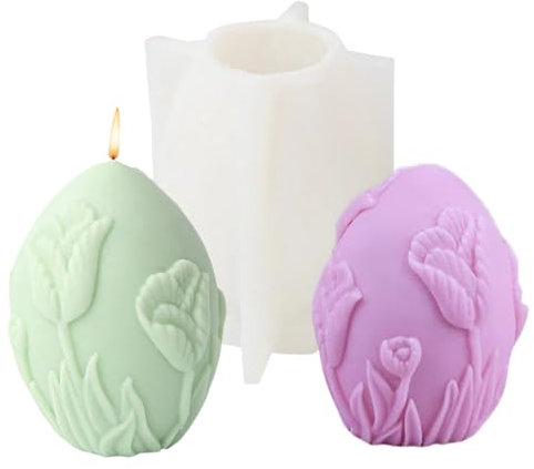 Silikonformen Gießformen Ostern, 3D Osterei Silikonform Ostern Kerzenformen zum Gießen, Tulpen Kerzen Formen Silikon Gießform Blume Gießformen Silikon Giessformen Frühling für Handwerk