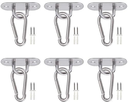 Gsrhzd Placca Occhiello Eye Piastra in Acciaio Inox, Ganci da Soffitto, 6 Set M5 Gancio Soffitto(comprese Viti, Fibbie ad Anello), Ganci da Muro per Piante Pendenti Zanzariere Amache ecc