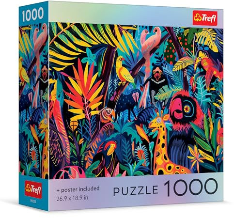 Trefl - Square Box - in The Jungle 1000 Piece Jigsaw Puzzle 27x19 Print, DIY Puzzle, Creative Fun, Classic Jigsaw for Adults and Children from 12 Years Old