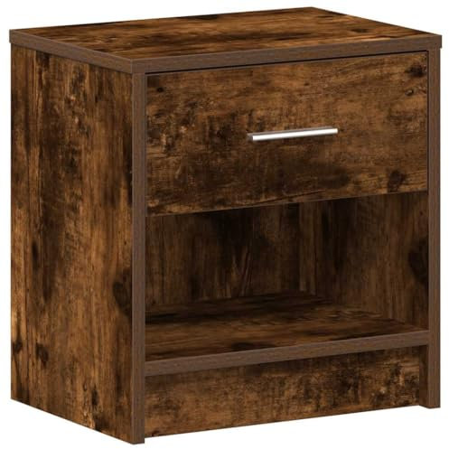 vidaXL Nachttisch mit Schublade Räuchereiche 39x28x41 cm, Nachtschrank, Nachtkommode, Betttisch, Nachtkonsole, Bettschrank, Beistelltisch Schlafzimmer