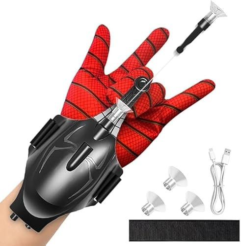 Web Launcher Spider String Shooter Toy, Web Shooters Cool Gadgets Reel-in Real Silk Superhero Role-Play Fun Stuff Toys Great for Men and Kids (Black)
