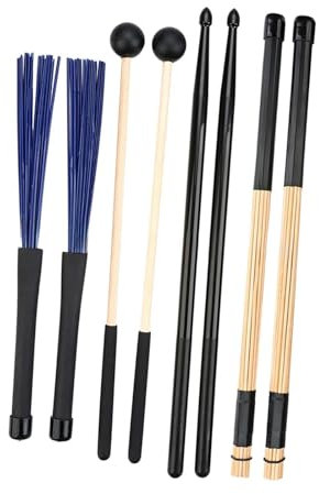 Generic Set di bacchette per batteria, bacchette, pennelli, accessori per strumenti a percussione