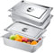 3 bandejas de acero inoxidable para alimentos, platos de horno de acero inoxidable, plato de acero inoxidable con tapa, plato de acero inoxidable rectangular, duradero y fácil de limpiar para cocina