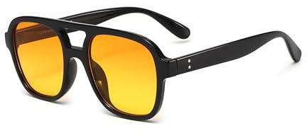 H HELMUT JUST Gafas de Sol Grandes Mujer y Hombre Lenti Amarillas y Naranja Aviador Cuadradas Atardecer de Verano