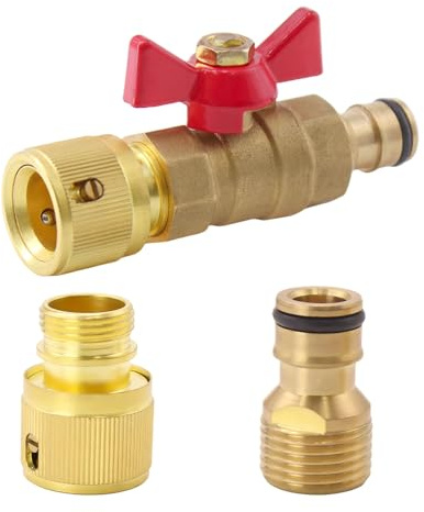 WYYFXY® Rotem Flügelgriff Kugelhahn 1/2 Zoll Innengewinde Absperrventil Messing Regulierventil mit Gartenschlauch Anschluss und Wasser Schlauchverbinder für Wasserleitungen Wasserhahn Tanks(1+1+1)