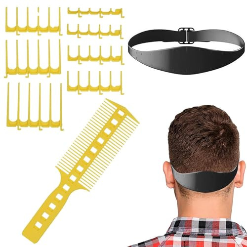 Rasierschablone | Führungskammschutz-Set für Haarschneider, Haarschneide-Set, Silikonbandschablone für Haare, Zubehör mit 7 Kammzähnen und Her