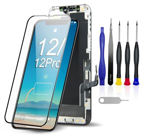 VOXATVO Replacement COF LCD Screen for iPhone 12/12Pro 6.1 inch | Full Display Digitizer Assembly,Repair Tools Kit,Compatible with iPhone 12/12 Pro,Fits Models A2403,A2404,DIY Installation