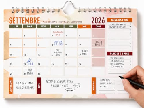 Calendario 2026 da Muro A4 - Calendari per Parete 15 Mesi Gen 2026 Mar 2027 - Planner da Appendere e da Tavolo Mensile, 21,0 x 29,7 cm