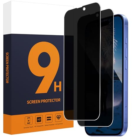 Carantee Schutzfolie für Panzerglas für iPhone 16 5G (6,1 Zoll) Blickschutz, 2 Stück 9H Härte Anti-Spy Sichtschutzfolie, 2,5D Keine Blasen, Kratzfest, HD Empfindlichkeit iPhone 16 Displayschutzfolie