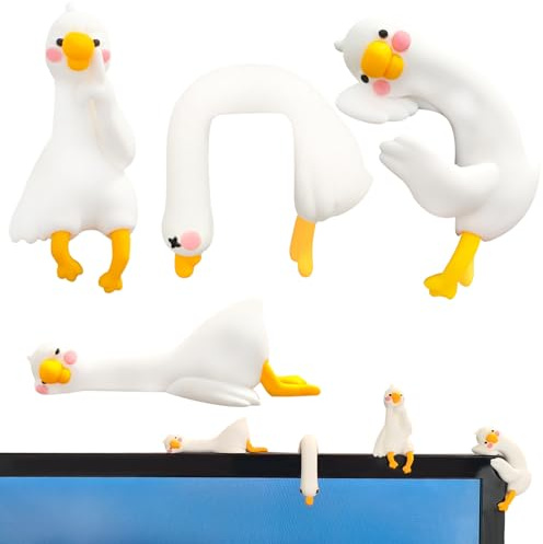 OuryTech Mini Figuren, 4 Stück Desk Decor Schreibtisch Deko Büro Gadgets Mit Miniatur Figuren Tiere Als Lustige Büro Geschenke, Gans