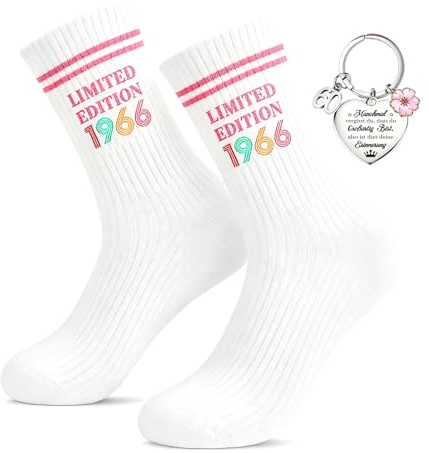 TUZELIYA 2026 Original 18/30/40/50/60 Geburtstag Frauen & Männer – Baumwoll-Socken mit Schlüsselanhänger, Lustige Geschenke für Schwester, Bruder, Mama, Papa, Oma, Opa, Freundin