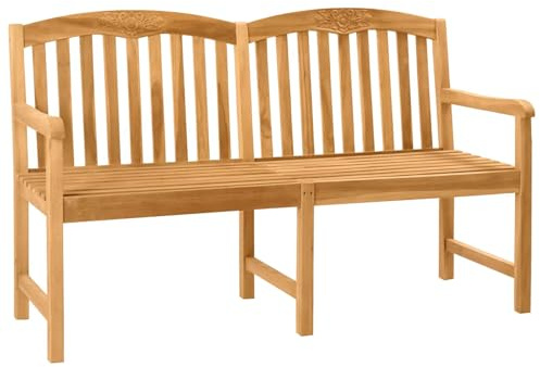 vidaXL Handgefertigte Rosenbank Natur 179,5 x 61 x 90 cm, Gartenmöbel, Teakbank für die Terrasse, Platz zum Chillen, robuste Holzmöbel, rustikales Design, Entspannung pur