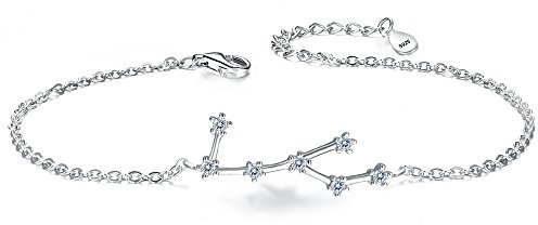 Clearine Armkette Sternzeichen 925 Sterling Silber CZ 12 Sternbild ''Jungfrau'' Einfach Stil Armband für Damen Mädschen
