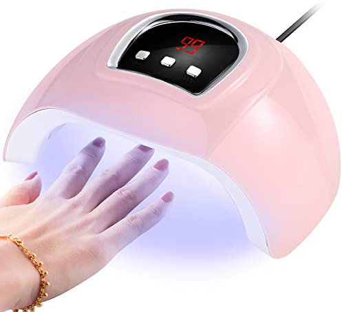 UV Led Nail Lamp, 54W Nail Dryer Gel Nail Polish Dryer Curing Lamp 18 LEDs Beads/Sensor, 3 Timers Auto for UV Gel Nail Polish (USB Port)