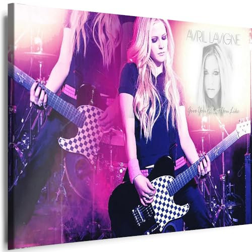 Myartstyle - Bilder Avril Lavigne Sängerin 100 x 70 cm Leinwandbild Xxl - Wandbild 1 Teilig - Gerahmter Kunstdruck Musik w-s-2023-15