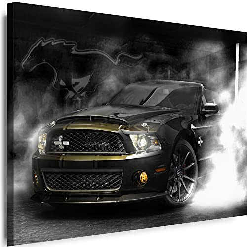 Myartstyle - Bilder Auto Car Ford Mustang 80 x 60 cm Leinwandbilder Xxl - 1 Teilige Wandbilder Oldtimer Kunstdrucke w-a-2024-30