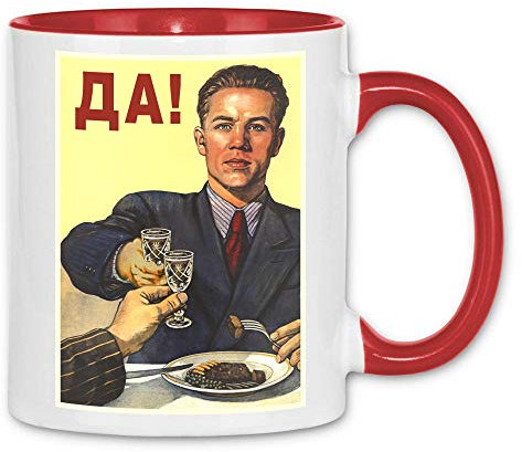 wowshirt Tasse Sowjetunion Propaganda Poster Alkohol Vodka USSR CCCP Russland, Farbe:White - Red