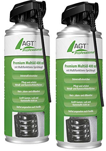 AGT Professional Öl: Premium-Multiöl mit Multifunktions-Sprühkopf, 2X 400 ml (Öl-Spray, Kriech-Spray, Motorrad)