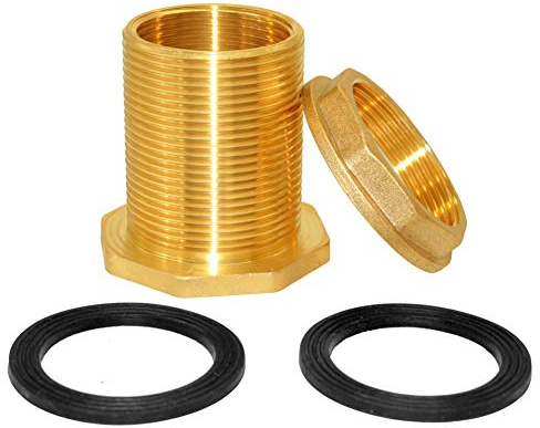 Hooshing - Connettore per serbatoio acqua 1-1/2 femmina 2 maschio in ottone raccordo paratia 1 confezione