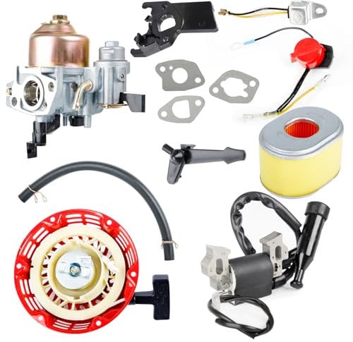 Pindex GX160 - Kit de carburador de repuesto para cortacésped con bobina de encendido, kit de arranque de retroceso para Honda GX140 GX168 GX200 | Piezas de cortacésped de motor 5HP 5.5HP 6.5HP