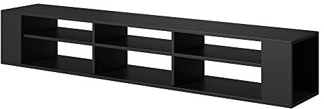 Selsey Weri - TV-Board hängend mit 6 offenen Fächern, minimalistisch, 175 cm breit (Schwarz)