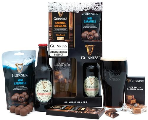 Guinness Gifts for Men, Beer Gift Set - Official Guinness 500ml and Pint Glass, Gourmet Chocolate & Fudge Hampers - Alcohol Gift Sets for Men, Dad Birthday Gifts for Him, Fathers Day