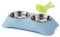Double Dog Bowl,Non Slip Non-spill Stainless Steel Double Bowl with 1 Pet Food Spoop For Small Dogs and Cats (Blue, S)