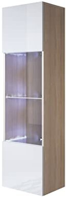 Meubles Bonitos Armoire suspendue Luke V6 en mélaminé brillant, couleurs chêne et blanc, 40 x 165 x 29 cm (l x H x P)
