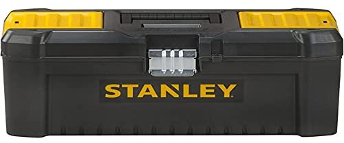 Stanley STST1-75518 Essential 16 Toolbox with Metal latches, Black/Yellow, Inch & STHT0-51309 16oz Fiberglass Curved Claw Hammer, 450g