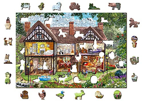 Wooden.City Holzpuzzle 500 +5 Teile - Haus der Jahreszeiten - Erwachsene Kinder Tierpuzzle Bunt Einzigartige Tierform - Haus Dekoration - Geschenk Lernspielzeug - Spielzeug - Puzzle - 37,5 x 25,4 cm