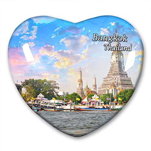 Thailand Bangkok Kühlschrankmagnet, Kühlschrank-Aufkleber, Kollektion, dekorativer Magnet, Reise-Souvenir, Herzform, Kristallglas