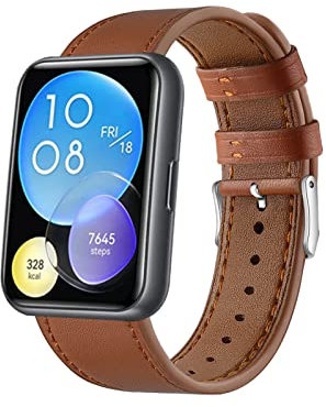 Lederarmband Armbänd Kompatibel mit Huawei Watch Fit 2 Für Damen Herren Echte Ersatzband mit Uhrenarmband Für Huawei Watch Fit 2 (braun)