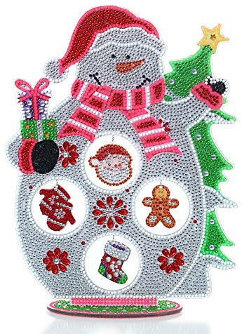LUSandy DIY 5D Christmas Tree Diamond Painting Kits Xmas Snowman Gift Diamond Art Ornaments Special Shaped Crystal Rhinestone Mosaic Kits Craft for Christmas New Year Home Decoration Gifts