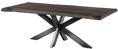 MASSIVMOEBEL24.DE Esstisch Mango grau lackiert Freeform | 200x100x77 cm (BxTxH) 84 kg Modern zerlegt vollmassiv