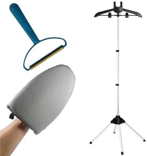 Garment hanger for steaming clothes with Ironing Gloves,Steam rack for clothes,Handheld garment steamer rack,Clothes hanger for steam ironing,Steam stand clothes,Steam iron steamer hanger standing