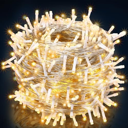 MONZANA® Lichterkette 200 LED 20m Innen Außen IP44 Stromsparend Stecker Leuchtkette Weihnachten Weihnachtsbeleuchtung Weihnachtsdeko Girlande Warmweiß