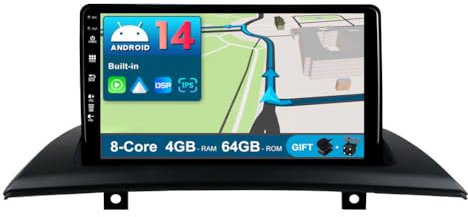 JOYX Android 12 IPS Autoradio pour BMW X3 E83 (2004-2012) - 4G+64G - Senza fili DSP/Carplay/Android Auto/GPS - LED Caméra + MIC - 2 Din 9 Pouce - Dab Volant AHD-Caméra WLAN 4G 360-Caméra Fast-Boot EQ
