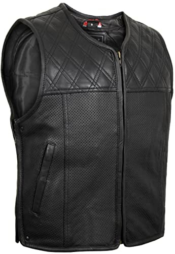 Herren Lederweste/Kutte mit Perforiertem Leder